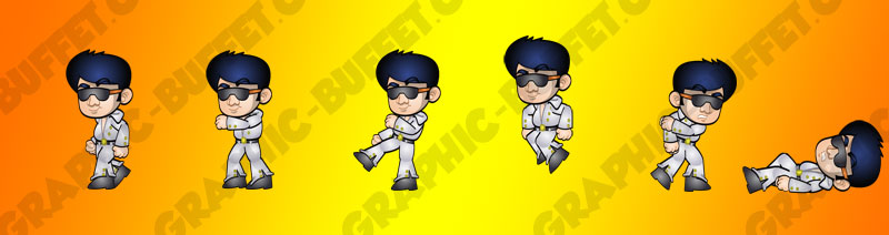 Animated Elvis | Actions include Walk, Punch, Kick, Jump, hit, Dead