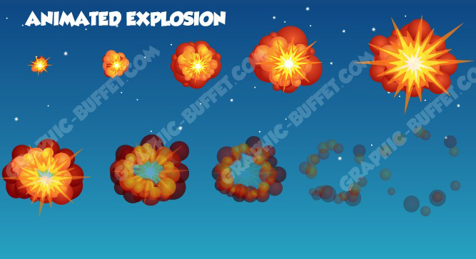 Simple cartoon style explosion for your indie game projects. Game Art