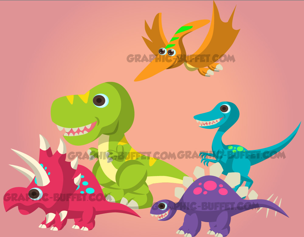 Happy Animated Dinosaurs: Multi Pack | 2D Game Assets Graphic Buffet