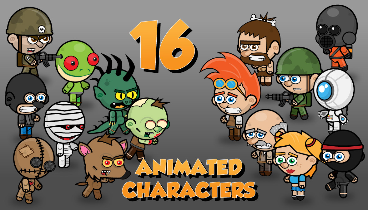 Mini Heroes | 13 Cute Characters | 10 Animations Each | Graphic Buffet